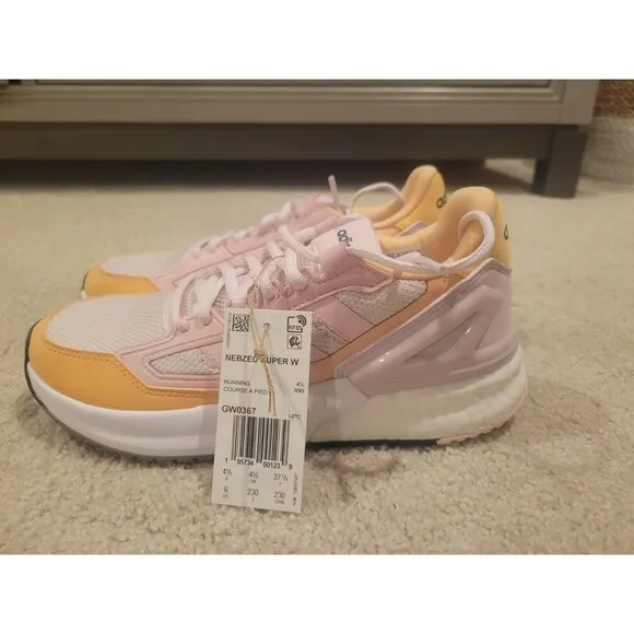 NWT Adidas Nebzed Super Running Shoes Sneakers Women Size 6/UK 4.5 Pink/ peach