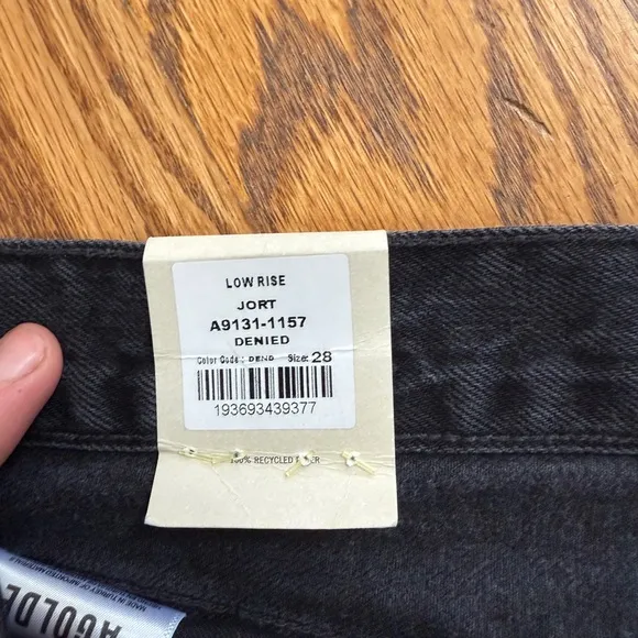 NWT Agolde Black Denim Low Rise Jorts