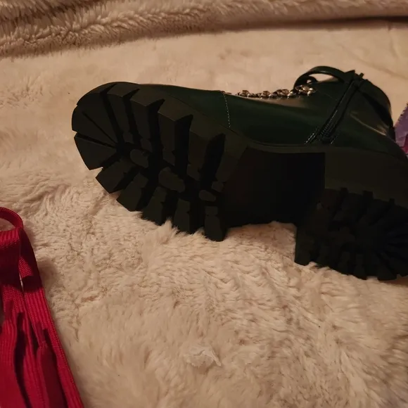 NWT And BOX Jeffrey Campbell Czech Platform Combat Green Boots size 7.5