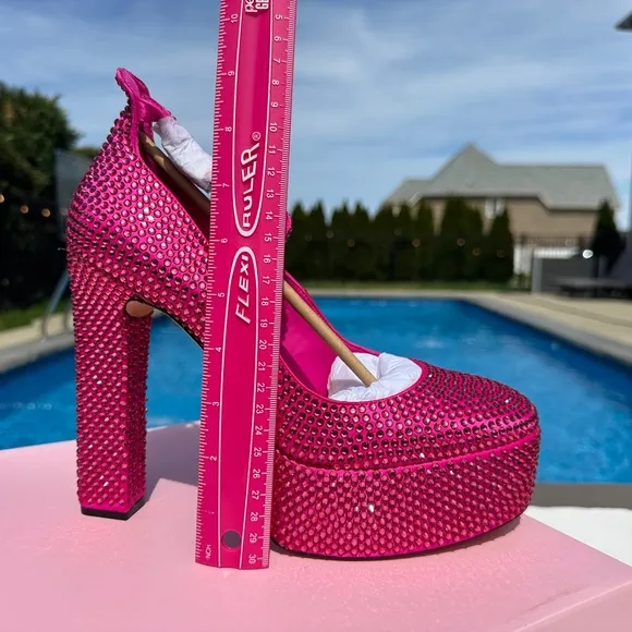 NWT Antonio Melani Hot Pink Size 10 Rhinestone Platform Pumps