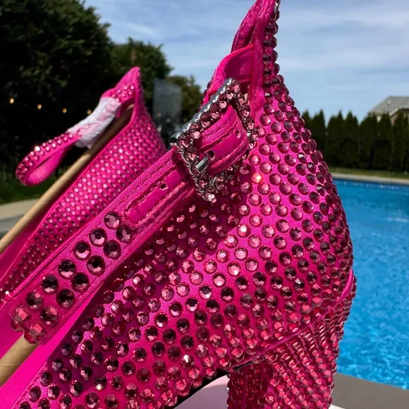 NWT Antonio Melani Hot Pink Size 10 Rhinestone Platform Pumps