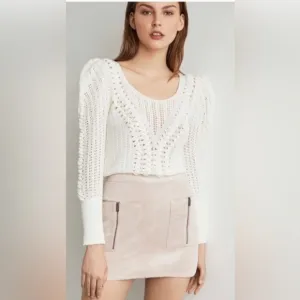 NWT BCBGMAXAZRIA Pastel Bare Pink Microsuede Mini Skirt Medium $178 Barbiecore