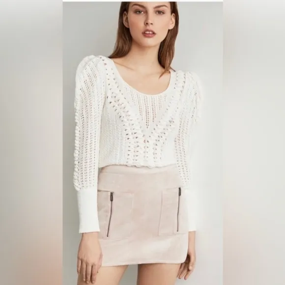 NWT BCBGMAXAZRIA Pastel Bare Pink Microsuede Mini Skirt Medium $178 Barbiecore