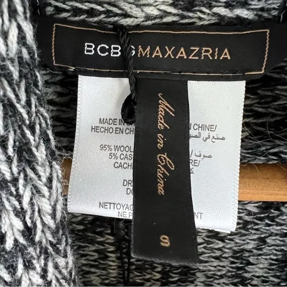 NWT BcbgMaxAzria Wool Cashmere Modern Cool Zipped Oversized Sweater Cardigan