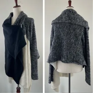 NWT BcbgMaxAzria Wool Cashmere Modern Cool Zipped Oversized Sweater Cardigan