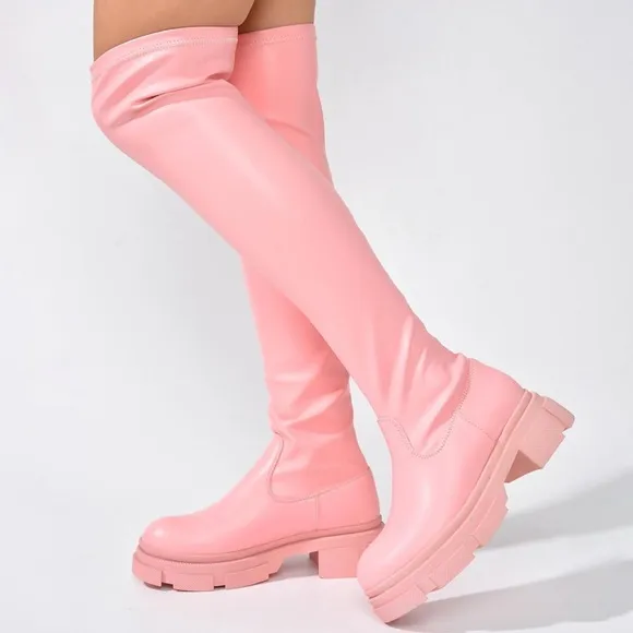 NWT Cape Robbin Pink Over-the-Knee Boots Sz 8