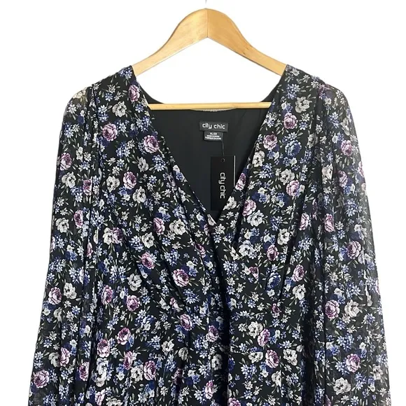 NWT City Chic Dress Wild Ditsy Dress Size XL/22