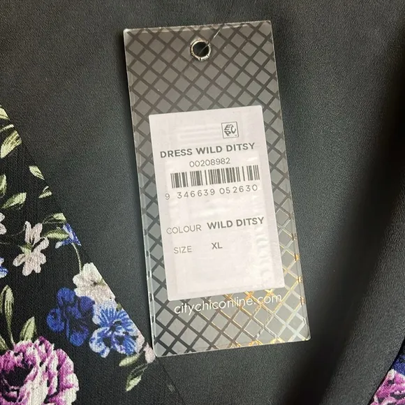 NWT City Chic Dress Wild Ditsy Dress Size XL/22