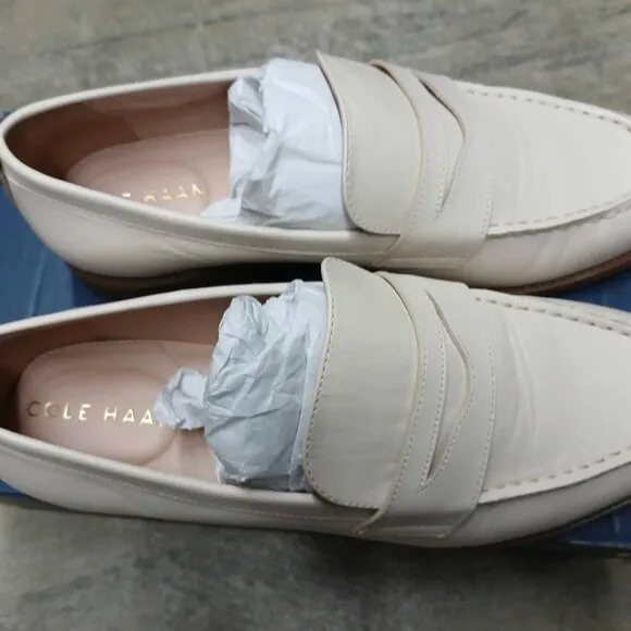 NWT Cole Haan Women's Stassi Penny Loafer Pump, Sandollar Leather-Size 7.5