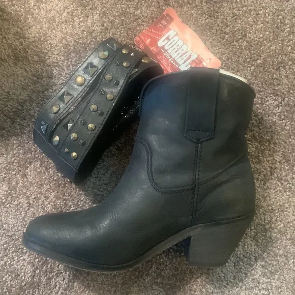 NWT Corral Black Ankle Boots with Studded Details