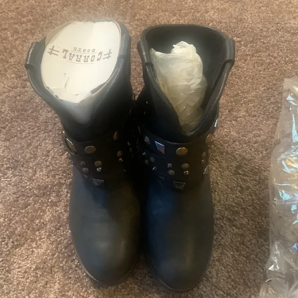 NWT Corral Black Ankle Boots with Studded Details