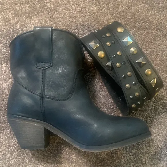 NWT Corral Black Ankle Boots with Studded Details