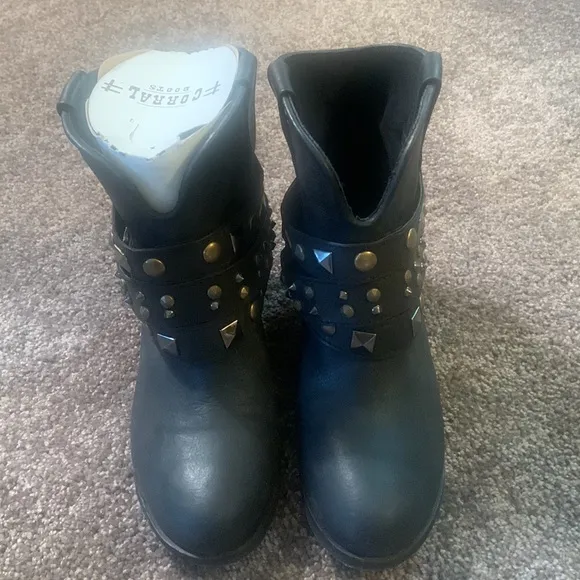 NWT Corral Black Ankle Boots with Studded Details