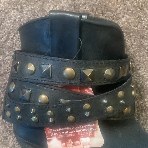 NWT Corral Black Ankle Boots with Studded Details