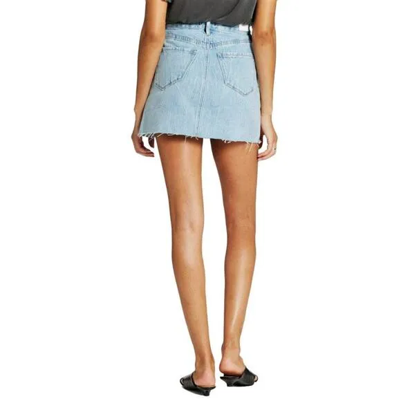 NWT DEAR JOHN Women's Quinn Raw Hem Denim Mini Skirt