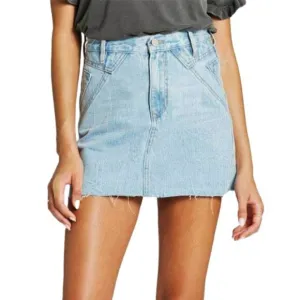 NWT DEAR JOHN Women's Quinn Raw Hem Denim Mini Skirt