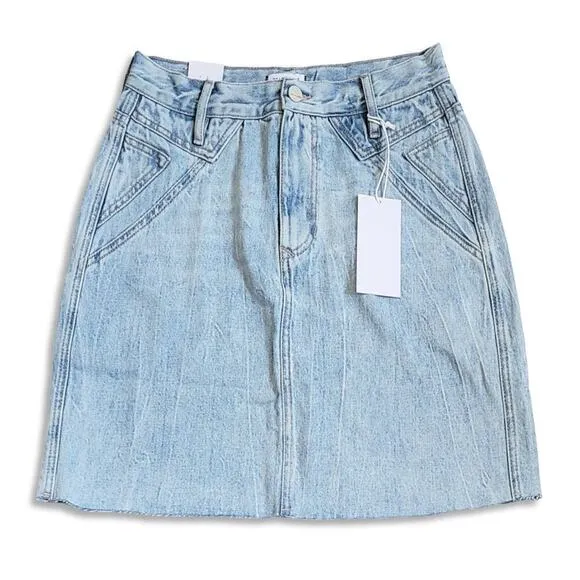 NWT DEAR JOHN Women's Quinn Raw Hem Denim Mini Skirt