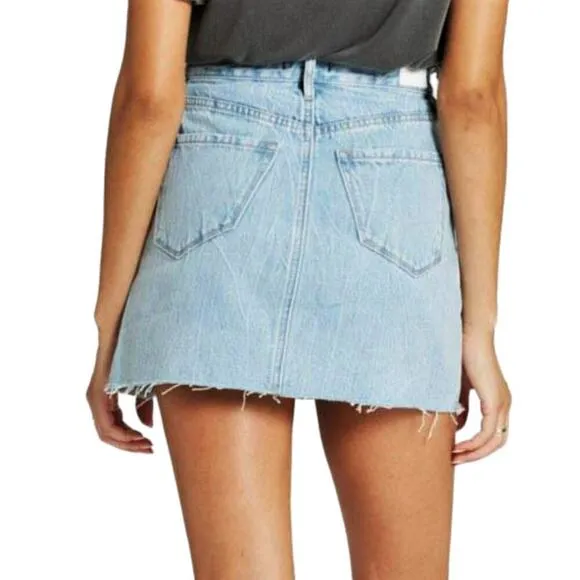 NWT DEAR JOHN Women's Quinn Raw Hem Denim Mini Skirt