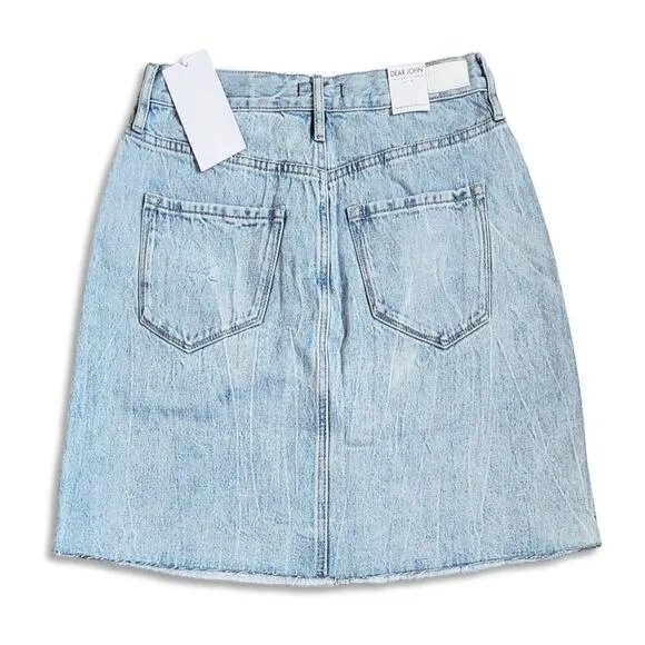 NWT DEAR JOHN Women's Quinn Raw Hem Denim Mini Skirt