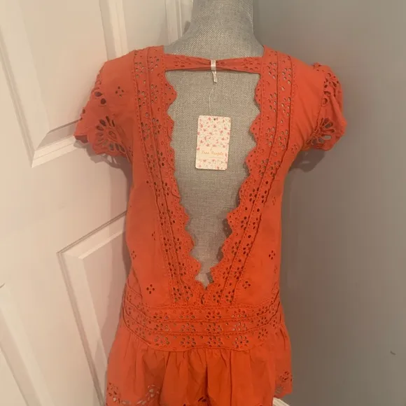 NWT Free People Sz Small amazing Saffron orange color dress. Beautiful d…