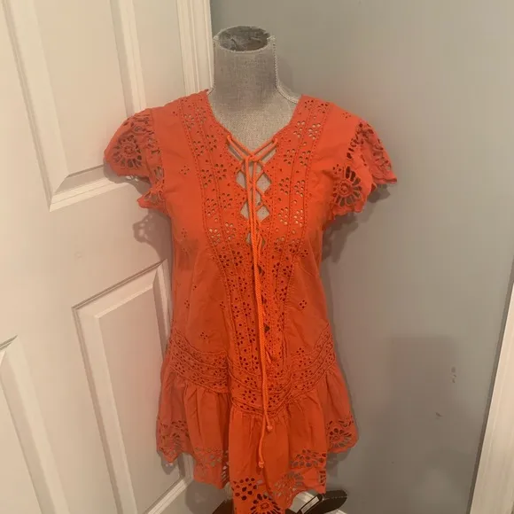 NWT Free People Sz Small amazing Saffron orange color dress. Beautiful d…