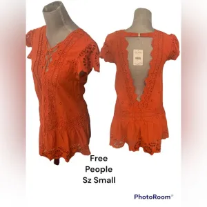 NWT Free People Sz Small amazing Saffron orange color dress. Beautiful d…