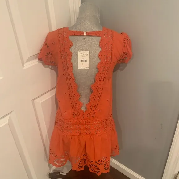 NWT Free People Sz Small amazing Saffron orange color dress. Beautiful d…