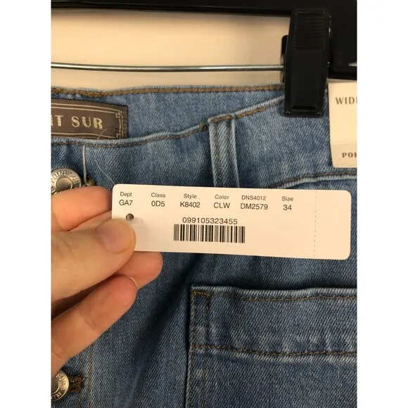 NWT J. Crew Point Sur Women's 34 Wide Leg Crop Patch Pocket Jeans Light Wash