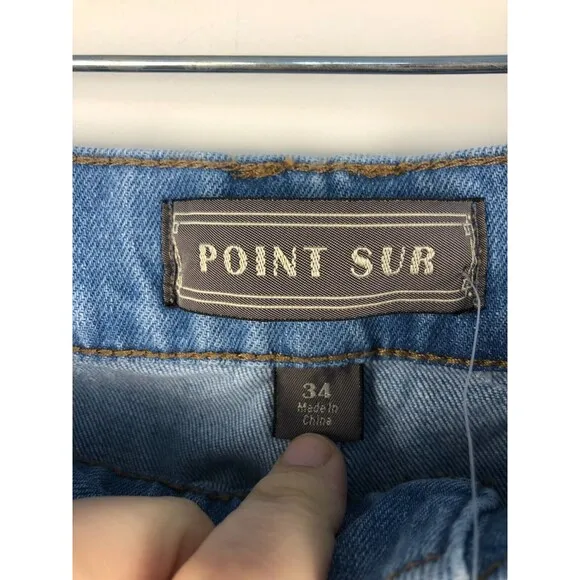 NWT J. Crew Point Sur Women's 34 Wide Leg Crop Patch Pocket Jeans Light Wash