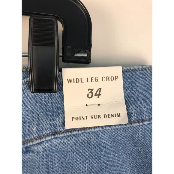 NWT J. Crew Point Sur Women's 34 Wide Leg Crop Patch Pocket Jeans Light Wash