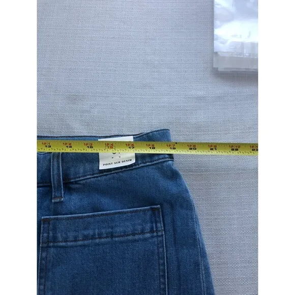 NWT J. Crew Point Sur Women's 34 Wide Leg Crop Patch Pocket Jeans Light Wash