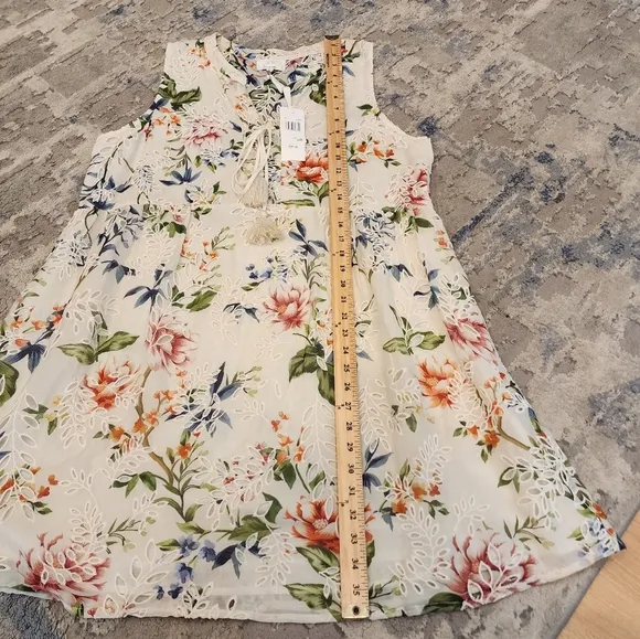 NWT Johnny Was Jade Caprice Lace Up Sleeveless Mini Dress Silk Cotton Large.