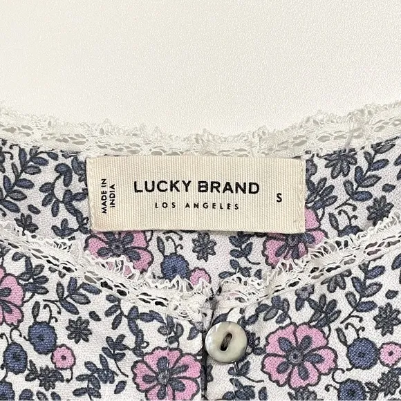 NWT Lucky Brand Tiered Mixed Floral Print Tassel Tie Strap Boho Sundress Small