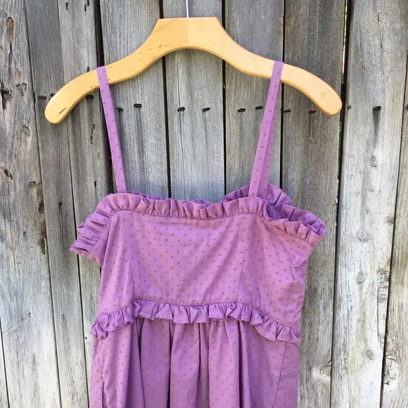 NWT Marc Jacobs Sleeveless Ruffle Swiss Dot Dress Cotton Purple 8
