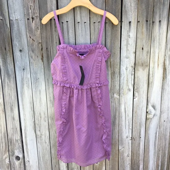 NWT Marc Jacobs Sleeveless Ruffle Swiss Dot Dress Cotton Purple 8