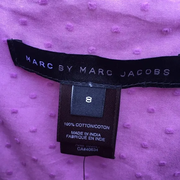 NWT Marc Jacobs Sleeveless Ruffle Swiss Dot Dress Cotton Purple 8