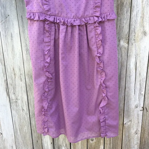 NWT Marc Jacobs Sleeveless Ruffle Swiss Dot Dress Cotton Purple 8
