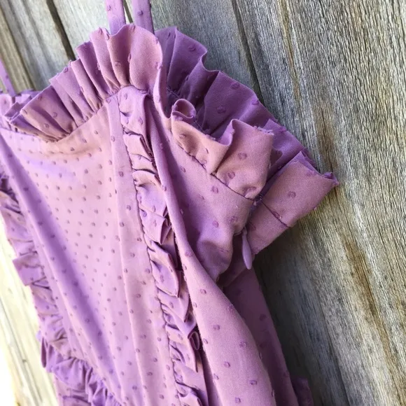 NWT Marc Jacobs Sleeveless Ruffle Swiss Dot Dress Cotton Purple 8
