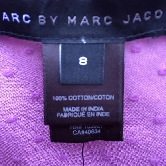 NWT Marc Jacobs Sleeveless Ruffle Swiss Dot Dress Cotton Purple 8