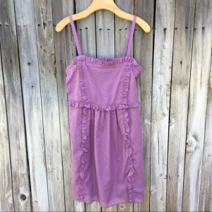 NWT Marc Jacobs Sleeveless Ruffle Swiss Dot Dress Cotton Purple 8