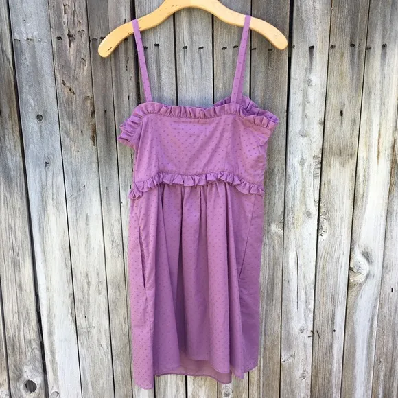 NWT Marc Jacobs Sleeveless Ruffle Swiss Dot Dress Cotton Purple 8