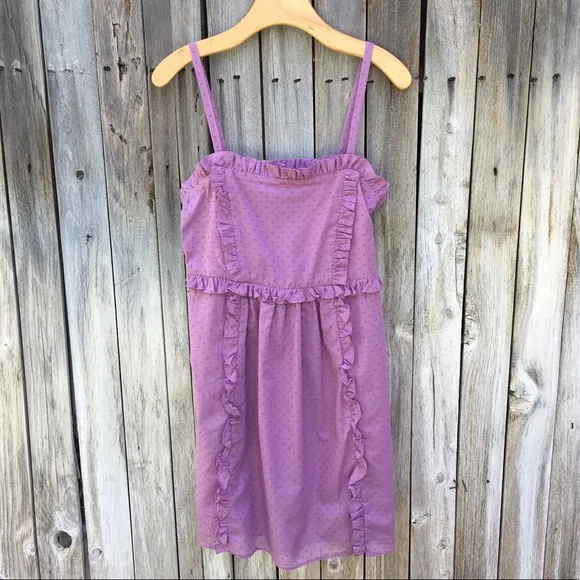NWT Marc Jacobs Sleeveless Ruffle Swiss Dot Dress Cotton Purple 8