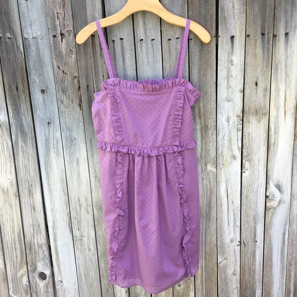 NWT Marc Jacobs Sleeveless Ruffle Swiss Dot Dress Cotton Purple 8