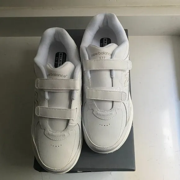 NWT New Balance 577 Women’s Leather Walking White Sneaker Size 10W WW577VW Fall