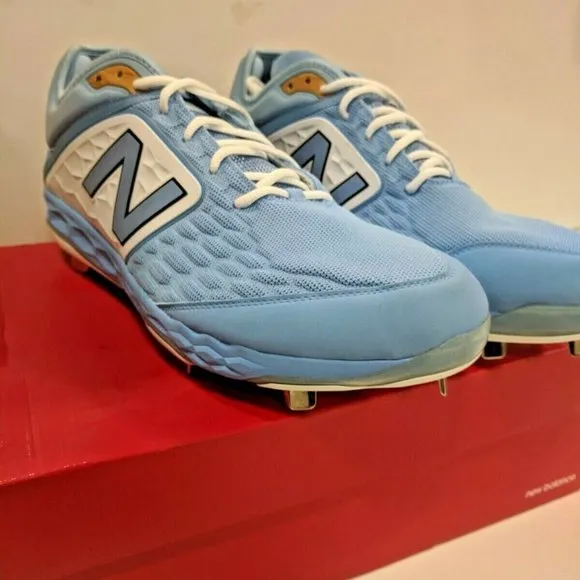 NWT NEW BALANCE L300SD4 LIGHT BLUE/WHITE METAL BASEBALL CLEATS/SHOES 17D (WIDE)