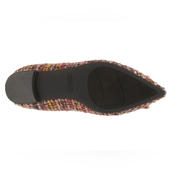 NWT Nine West Tweed &amp; Rhinestone Buckle Flats - Plaid, Chic, Preppy - SIZE 9