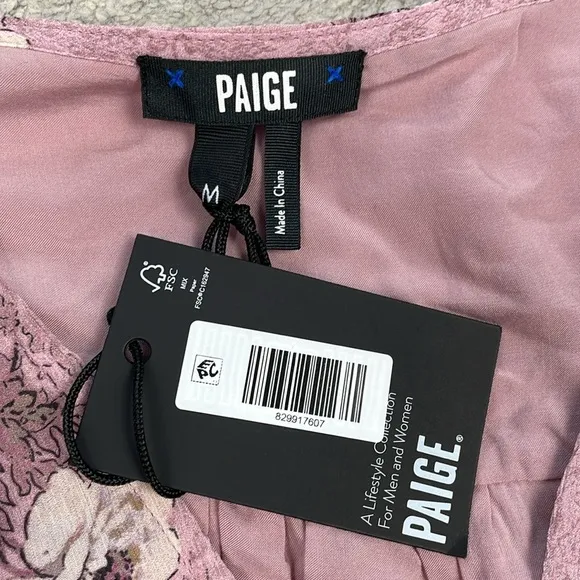 NWT Paige Carmela Dress in Sunrise Pink Multi Silk Long Sleeve Boho Sz M