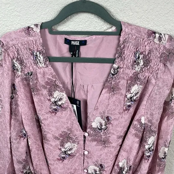 NWT Paige Carmela Dress in Sunrise Pink Multi Silk Long Sleeve Boho Sz M