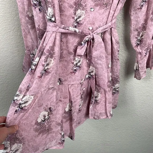 NWT Paige Carmela Dress in Sunrise Pink Multi Silk Long Sleeve Boho Sz M