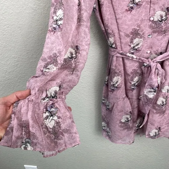 NWT Paige Carmela Dress in Sunrise Pink Multi Silk Long Sleeve Boho Sz M